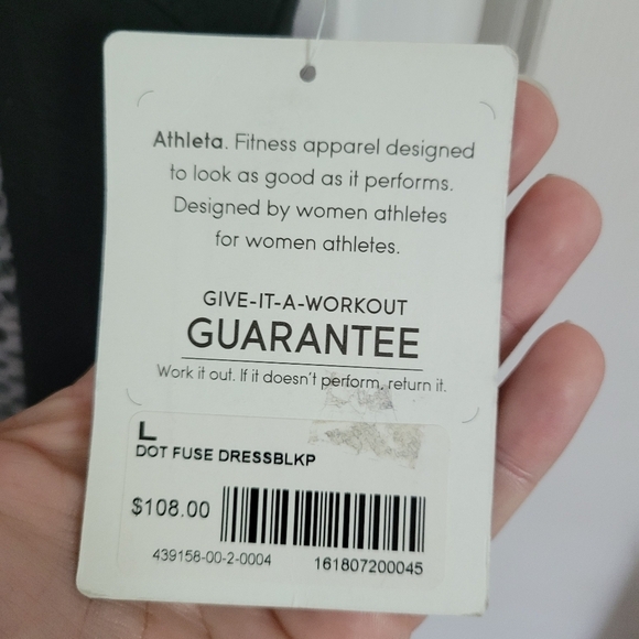 NWT Womens Athleta Dot Fuse Athletic Activewear Dress Gray Black Polka Dot Mesh - Picture 2 of 7